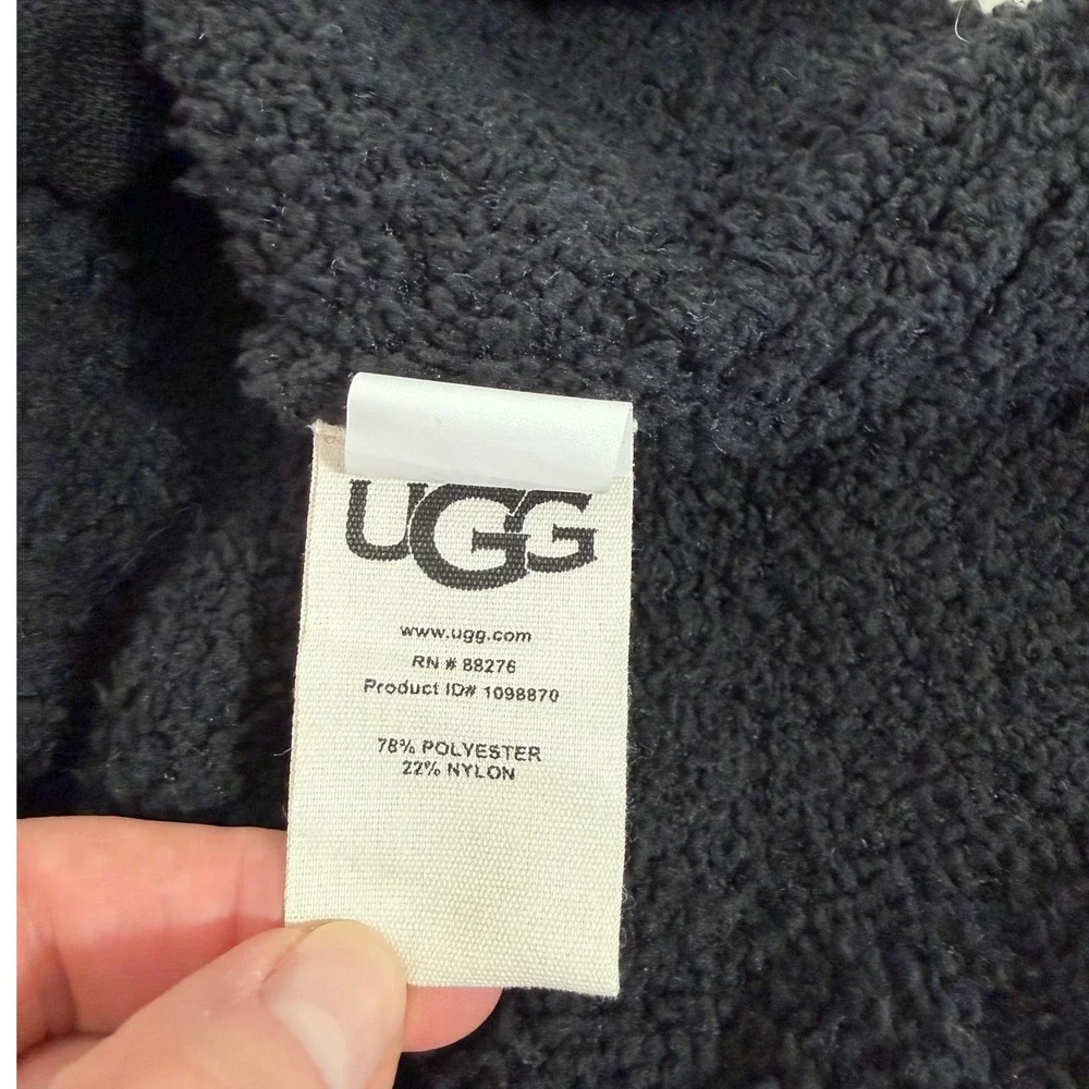 UGG Fremont Fluffy Cardigan Women XS Black Open Front Fuzzy Knit Sweater 1098870